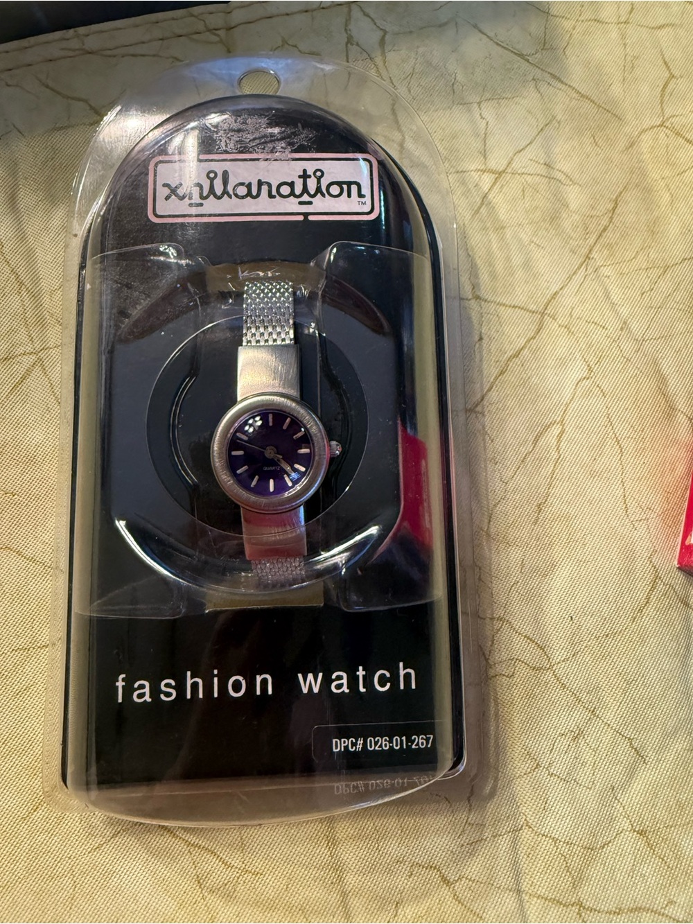 Xhilaration fashion Silver Mesh Watch Band with Purple Accent